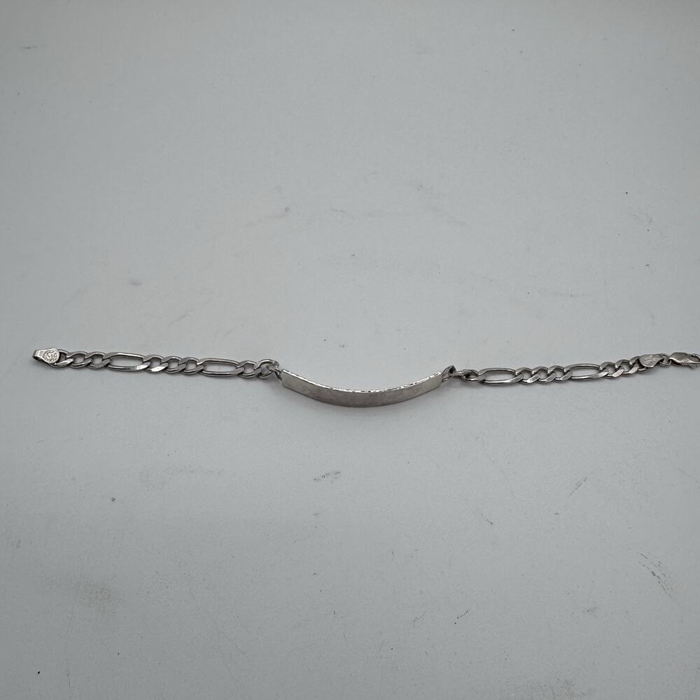 Vintage Italy 925 Sterling Silver Figaro ID Bracelet 8.5” 12.82g Unengraved